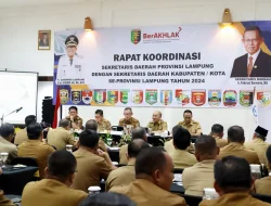 Sekdaprov Lampung Pimpin Rakor Sekda Kabupaten/Kota se- Provinsi Lampung Upaya Percepatan Pembangunan dan Jaga Netralitas ASN di Pilkada 2024