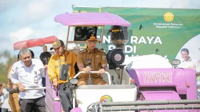 Gubernur Lampung panen raya padi serentak
